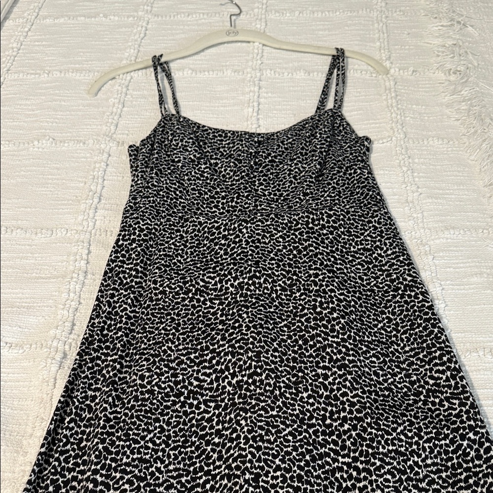 By Anthropologie Black White Animal Print Tiered Maxi Dress Size 2